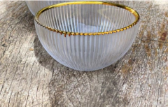 Bowl Escamas Vidro Borda Dourada M