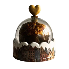 Porta Panetone Curvas Alpes com Cúpula Coração