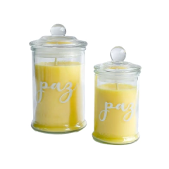 Kit de Vela Perfumada Amarela Estampa Paz