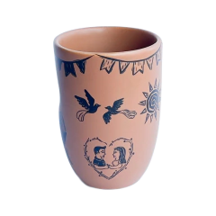 Copo em Porcelana Junina Terracota 350ml