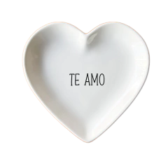 Prato de Coração Cerâmica Te amo 14cm