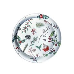 Kit Raso e sobremesa em Porcelana Estampa Azevinho