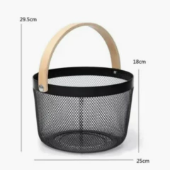 CESTA COM ALCA PERFECT 24,5CM X 18,5CM X 27CM PRETA METAL