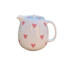 Bule de Café Redondo em Porcelana Luv Rosa 500ml