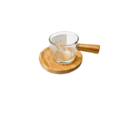 Molheira de Vidro Com Cabo em Bambu 100ml e suporte