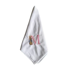 Guardanapo Bordado Monograma Rosa
