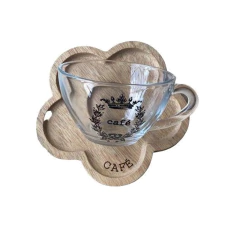 Xícara de Chá Vidro 210ml c/pires Estampa Café