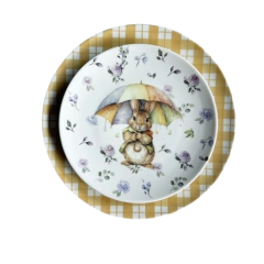 Kit Raso e Sobremesa Pascoa Guarda-Chuva Xadrez Bege