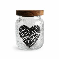 Pote de Vidro Martelado Coração 500ml