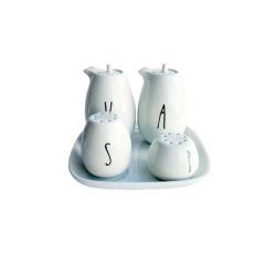 Cj Galheteiros com Bandeja em Porcelana 5 pçs