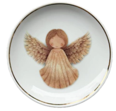 Prato pão Presépio Wood Anjo 16cm c/ ouro