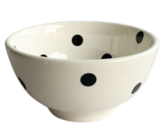 Bowl de porcelana estampa Polka Dots Preto 11,5cm