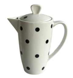 Cafeteira De Porcelana Polka Dots Preto 600ml