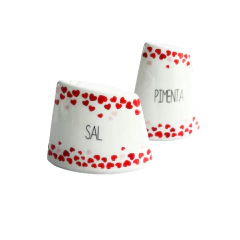 Saleiro e Pimenteiroem Porcelana Romance