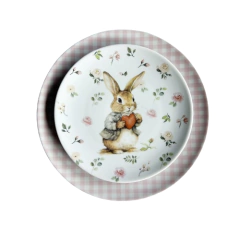 Kit Raso e Sobremesa Pascoa Coração Xadrez Rosa