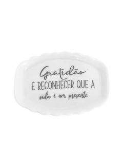 Mini Porta Joia de Porcelana Retangular Gratridão 10cm