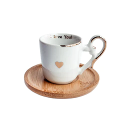 Xícara de café love you c/ Pires Madeira