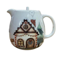 Bule De Café Porcelana Casinha de Natal 500ml
