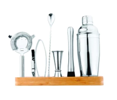 Kit Bar Coqueteleira 8 Peças c/ Base de Bambu (AC23250)