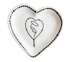Prato de Coração Cerâmica Nossa Senhora 14cm