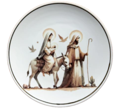 Prato Sobremesa Presépio Wood Belém 21cm c/ ouro