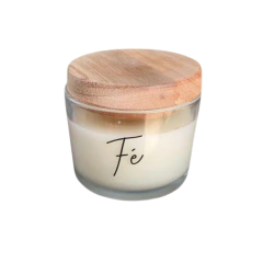 Vela Perfumada C/ Copo de Cristal Estampa Fé 5cm
