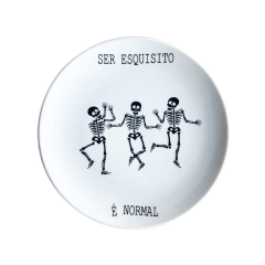 Prato Sobremesa Porcelana Caveiras Normal 21cm