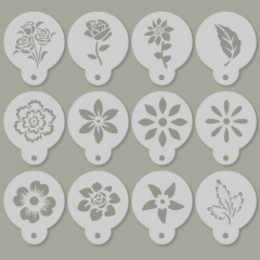 Kit com 12 Moldes Para Arte Em Café FLORES