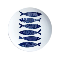 Prato Sobremesa Porcelana Peixes Blue 21 cm