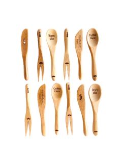 Cj de Mini Talheres de Bambu Dia dos Pais