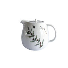 Bule Café De Porcelana 500ml Estampa Azevinho