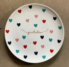 Prato Raso Porcelana Colors Gratidão 26cm