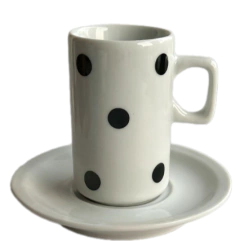 Xícara de café em Porcelana Polka Dots preto 80ml