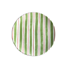 Prato Raso Em Porcelana Estampa Listras Verdes 26cm