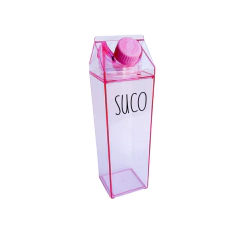 Garrafa de Acrilico Rosa Escrito Suco 500ml