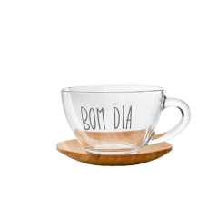 Xicara de Chá Vidro Vibes Bom Dia