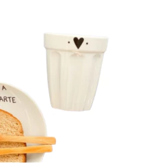 Copo em Porcelana 250ml Estampa Coração 2 pontos