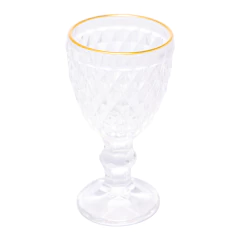 Taça de Licor de Vidro Abacaxi Borda Dourada 50ml