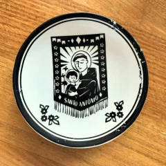 Prato Pão em Porcelana Junina Cordel santo antônio 16cm