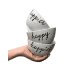 Bowl Feito Em Porcelana Branca Com Estampa Happier 400ml