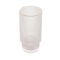 Cj 2 Copos Altos Cristais Chumbo Borda Dourada 400ml