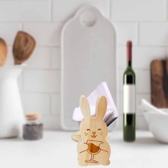 Porta Guardanapo Coelho Em Madeira Rabbit Vinho - comprar online