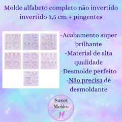 Molde de silicone alfabeto completo não invertido 3,5cm altura + pingentes na internet