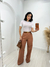 Calça wide leg caramelo