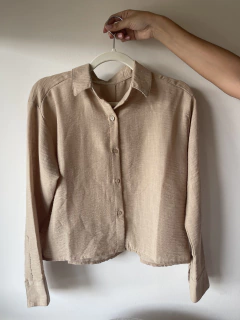 Camisa Lino Crop Beige - comprar online