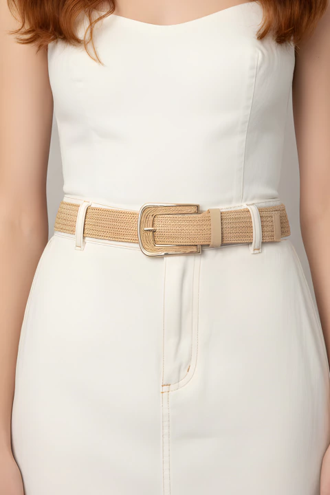 Cinto Palha Elástico Com Fivela Quadrada - comprar online