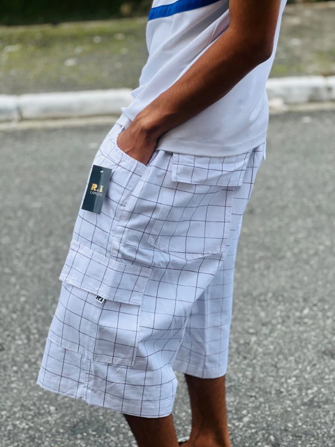 Bermuda Cargo Branca Quadri