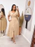 Vestido Max Midi Viviane Bege Giz - Mirra Moda Evangelica