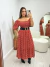 Vestido Viscolinho Plus Size Berta Terracota Flor - comprar online