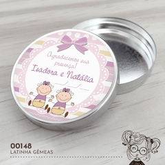 Latinha Personalizada Nascimento Gêmeas - 00148